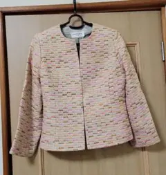 HANAE MORI　森英恵　ノーカラー ツイードジャケット 絹100%