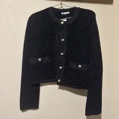 GU ネイビー Sサイズ　フリンジダブルポケットニットジャケット　新品未使用