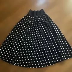 ロングスカート　黒✖️白の水玉　ウエスト全周ゴム
