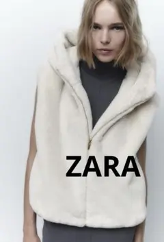 【美品】ZARAザラ フェイクファーベストXS