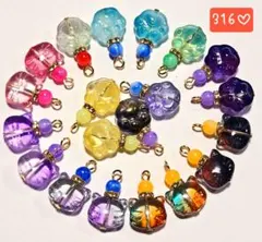 316♡ガラス肉球と猫チャームコネクター