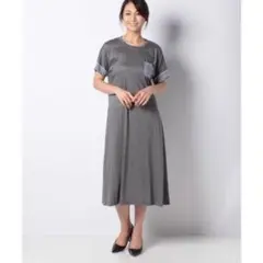 PA422新品GIORNEAジョルネア9（M）サイズ　配色フレアワンピ－スのサムネイル