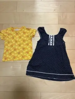 ユニクロTシャツ　と　ハシュハシュ水玉ワンピース　セット