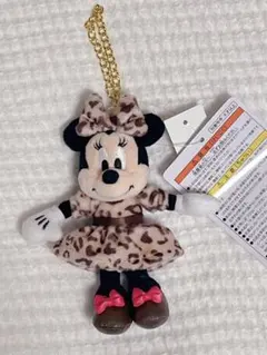 【新品】ミニーマウス ヒョウ柄ぬいぐるみ キーホルダー