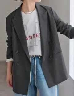 限定値下げspick&span ウールブレンドダブルブレストJK グレー 38