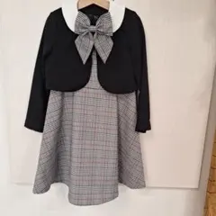 新品　キャサリンコテージ　黒ジャケットとチェック柄ワンピースセット　120センチ