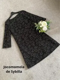 Jocomomolaホコモモラ⭐︎黒 円形模様 ワンピース チュニックAライン40