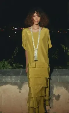 O027★新品ザラ ウーマン コレクション ティアードワンピース ミィデ丈マキシ