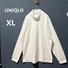 UNIQLO メンズ XL ストレッチ フリース モックネックT オフホワイト