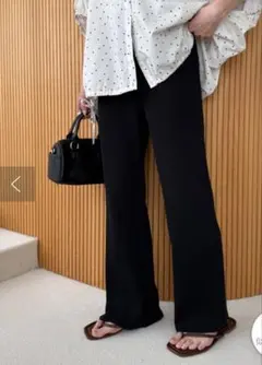 【チャオパニックティピー】すっきりシルエットリブパンツ　ブラック　Lサイズのサムネイル