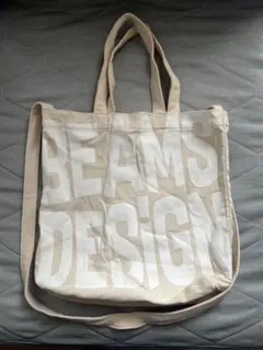 BEAMS DESIGN トートバッグ ベージュ 大ロゴ