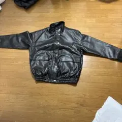 ブラックレザー フード付きジャケット - メルカリ