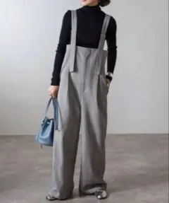 【試着のみ】bonjour sagan チェック柄ハイウエストサロペット