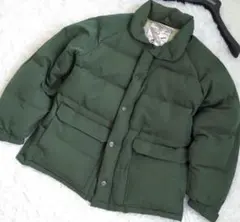 80s hunting field ホワイトグースダウン　ジャケット　緑　ボタン