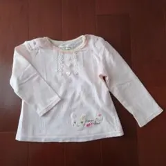 coeur a coeurクーラクール☆ピンク うさぎ刺繍 Tシャツ☆長袖☆80