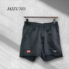 美品 ミズノ MIZUNO ブラックショートパンツ ジャージ下【M】黒 ロゴ刺繍