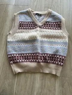 Vネック ニットベスト ベージュ