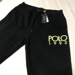 SALE❗️【新品未使用】ポロラルフローレンスエットパンツ 黒 黄緑ロゴ　Lサイズ