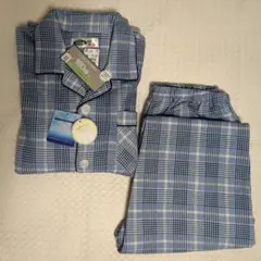 【新品未使用品】メンズパジャマ 冬用 160cm ブルー チェック柄 裏起毛