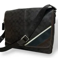 美品　コーチ　メッセンジャーバッグ　ショルダー　ヘリテージ　PVC　フラップ