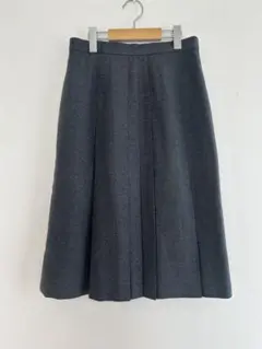 ★vintage 昭和レトロ　グレー ひざ丈 プリーツスカート　ウール100%