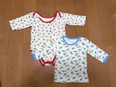 キルト地のあたたかいロンパースと肌着2枚セット