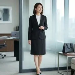 G9937*レミュー☆セットアップ☆スーツ☆黒☆SS☆ウール☆就職活動☆面接用