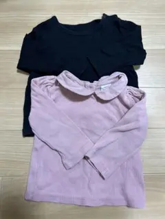GAP 襟付きピンクTシャツとユニクロ黒Tシャツセット80