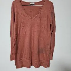 ニュアンスカラー】LOFT Vネック セーター M レンガ色 薄手ニット