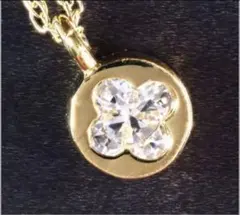 18K ダイヤモンド ネックレス クローバー 花 フラワー K18 ( 刻印有 