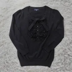 【早い者勝ち】ROPÉ ブラック フリル付き長袖トップス M