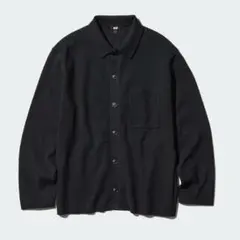 ユニクロ ミラノリブシャツカーディガン ブラック XL