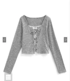 レースアップスクエアネックリブトップス【dk1372】