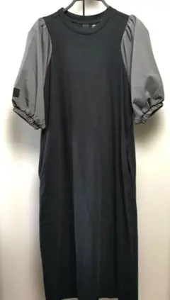 adidas アディダス ファブリックミックスワンピース七分袖 L ブラック