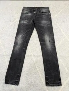nudie jeans　ヌーディージーンズ　ダメージ　ダークグレー
