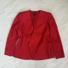 80’s vintage ノーカラージャケット レッド レトロ バブリー モード