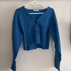 SLY Vネック ショート丈 カーディガン ブルー