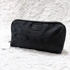 新品　未使用　coach ポーチ　シグネチャー　ブラック　黒のサムネイル