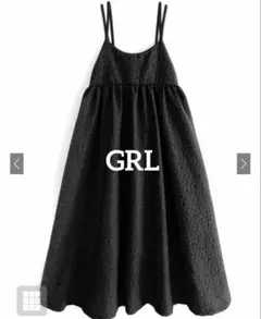GRL エンボス花柄フレアキャミワンピース　ブラック