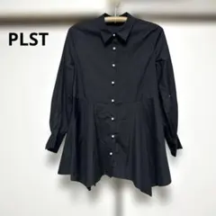 PLST　パールボタン　ペプラムシャツ　S ブラックのサムネイル