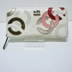 COACH コーチ ラウンドファスナー 長財布 レザー パッチワーク