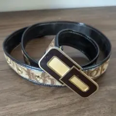 クリスチャンディオール ゴールド バックル ベルト トロッター ロゴバックル 茶