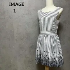 IMAGE イマージュ　ワンピース　ノースリーブ　花柄刺繍　11号　Lのサムネイル