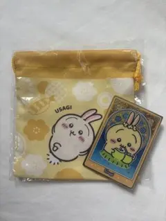 ちいかわ うさぎ くら寿司　巾着 カード 2点セット