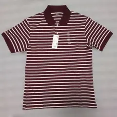 【新品】UNIQLO ドライカノコボーダーポロシャツ 半袖 ワイン Lのサムネイル