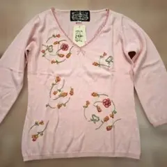 JAMES COVIELLO 花柄刺繍 Vネックニット 五分袖新品未使用