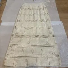 SIMPLICITE アイボリー レース編み ロングスカート フリーサイズ
