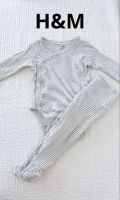 H&M ロンパース ボーダー　前開きロンパース パンツ　上下セットアップ