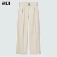 【タグ付き•未使用•美品•】ユニクロ ベルテッドタックワイドパンツ 58サイズ