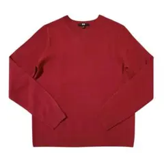 ユニクロ　カシミヤクルーネックセーター　レッド　L
